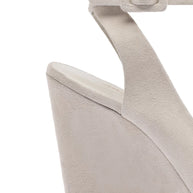 Deena By Larroudé Wedge Sandal In Mushroom Grey Suede