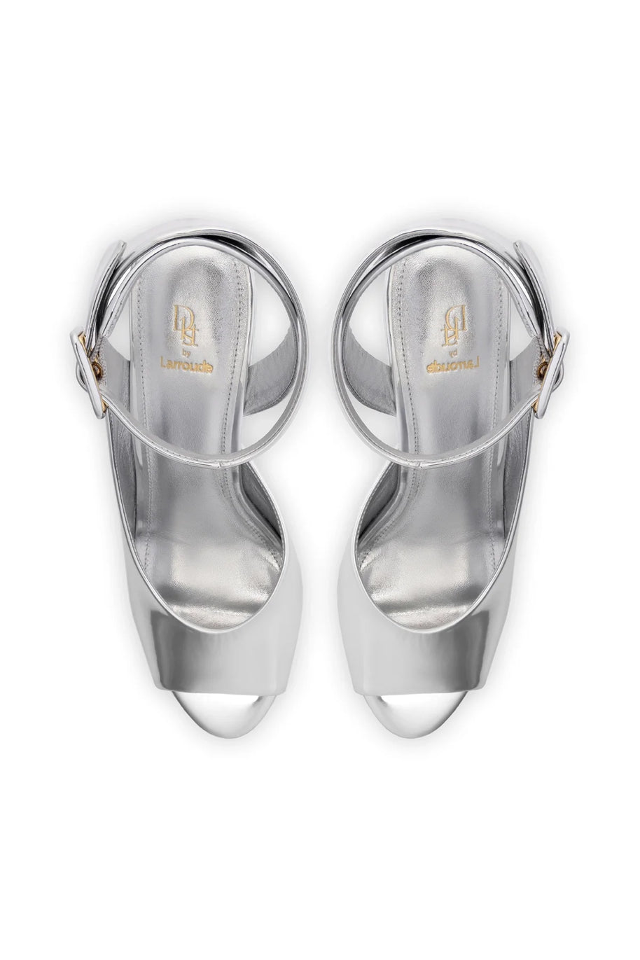 Deena By Larroudé Wedge Sandal In Silver Specchio