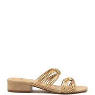 Larroude Shelly Flat Mule In Beige Raffia