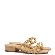 Larroude Shelly Flat Mule In Beige Raffia