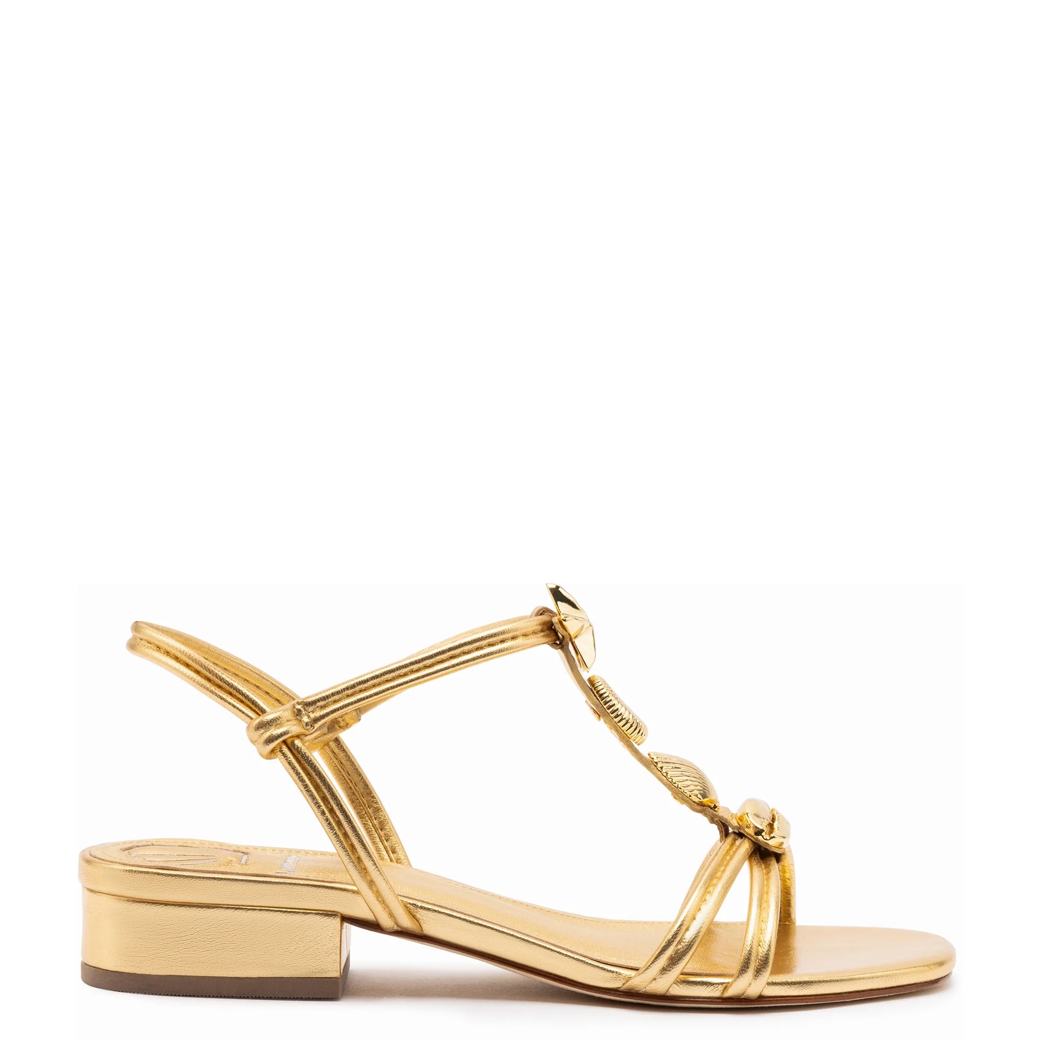 Larroude Shelly Flat Sandal In Gold Metallic Leather