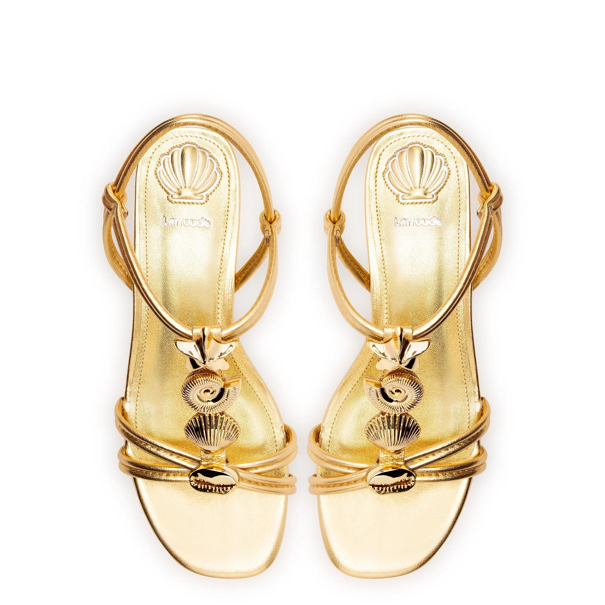 Larroude Shelly Flat Sandal In Gold Metallic Leather