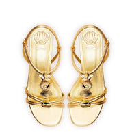 Larroude Shelly Flat Sandal In Gold Metallic Leather