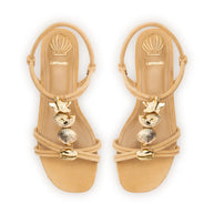 Larroude Shelly Flat Sandal In Peanut Suede
