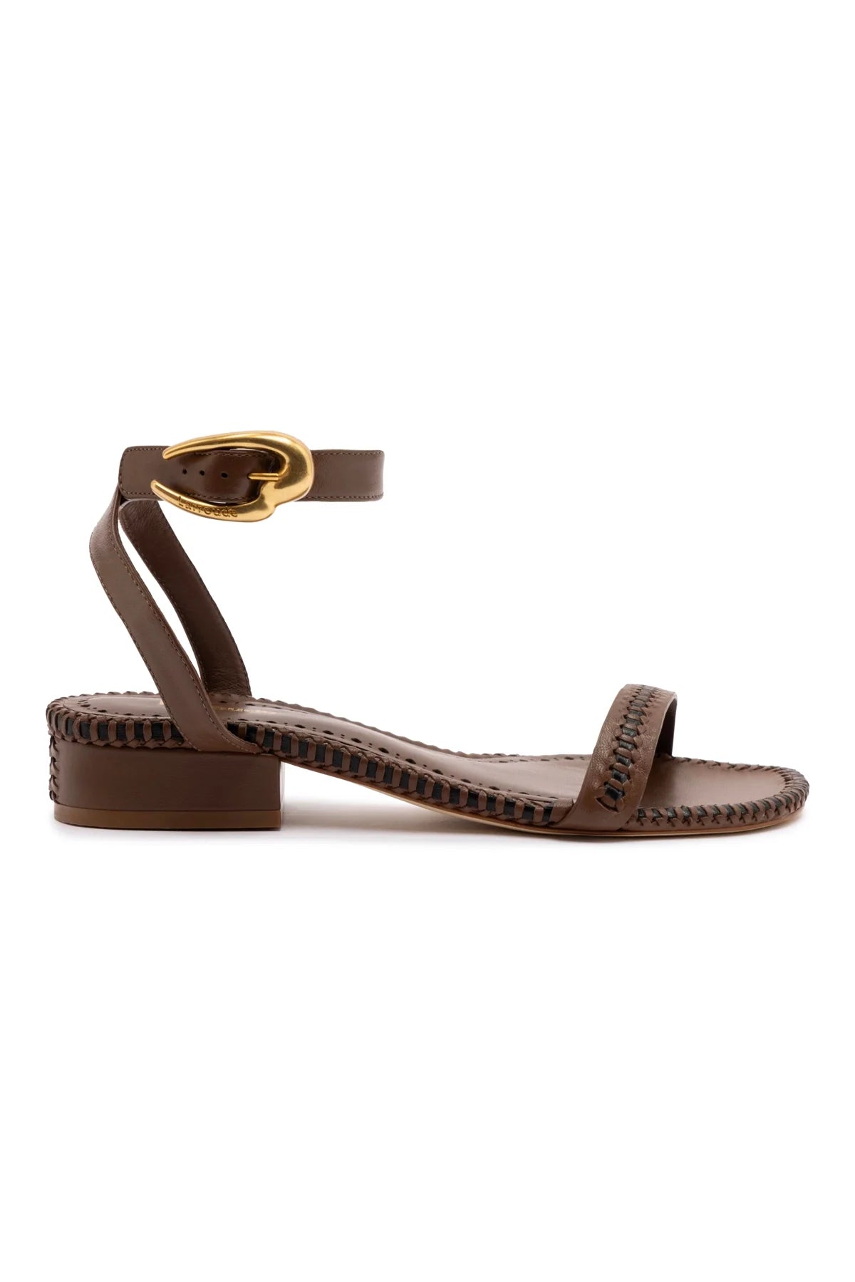 Larroude Verona Flat Sandal In Burnt Umber Leather
