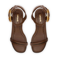 Larroude Verona Flat Sandal In Burnt Umber Leather