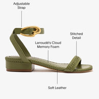 Larroude Verona Flat Sandal In Seaweed Leather