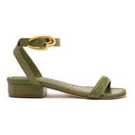 Larroude Verona Flat Sandal In Seaweed Leather