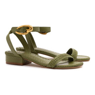 Larroude Verona Flat Sandal In Seaweed Leather