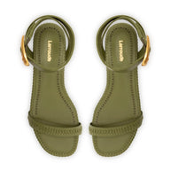 Larroude Verona Flat Sandal In Seaweed Leather