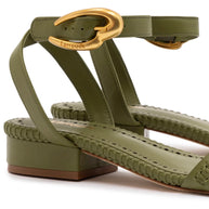 Larroude Verona Flat Sandal In Seaweed Leather