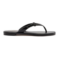 Larroude Mary Kate Flat Sandal In Black Leather