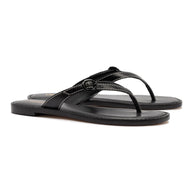 Larroude Mary Kate Flat Sandal In Black Leather