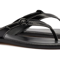Larroude Mary Kate Flat Sandal In Black Leather
