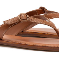 Larroude Mary Kate Flat Sandal In Caramel Leather