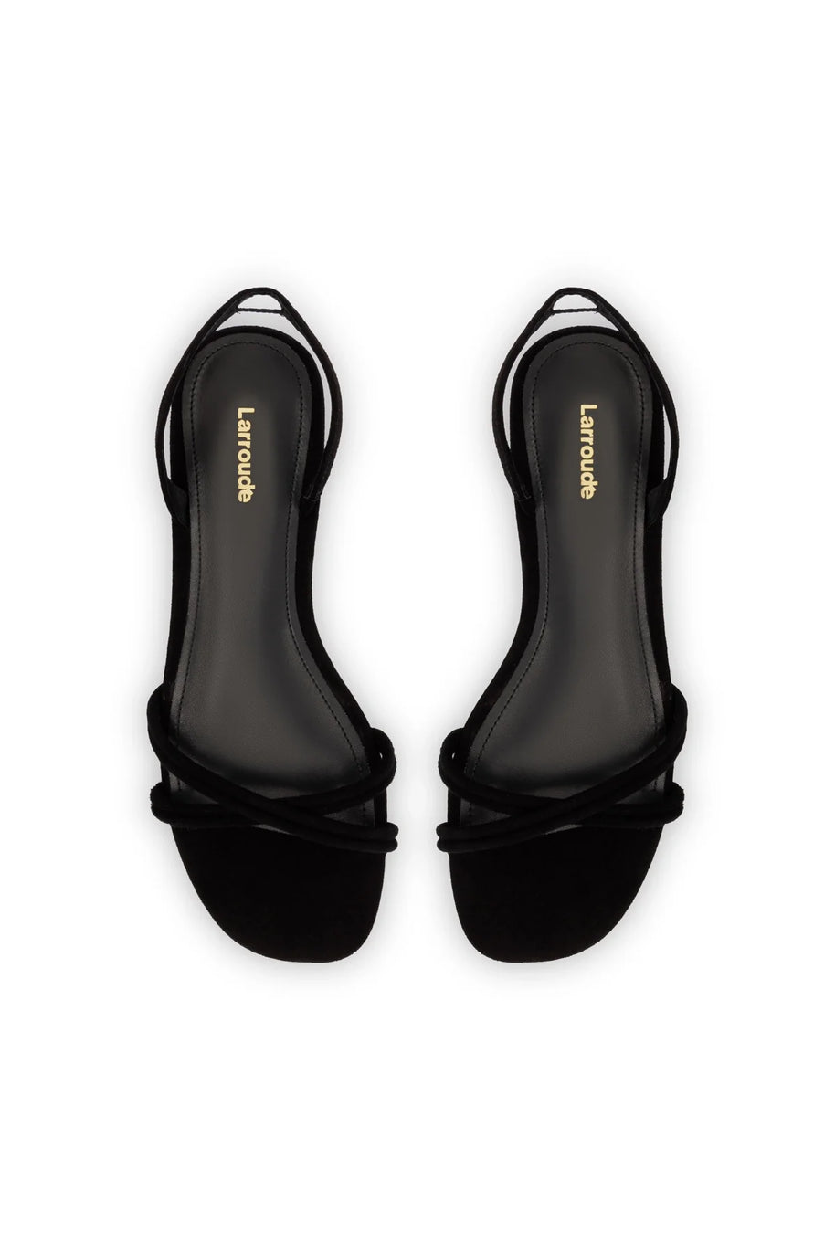 Larroude Annie Flat In Black Suede