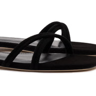 Larroude Annie Flat In Black Suede