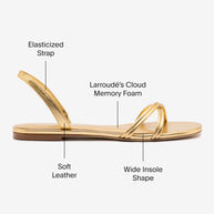 Larroude Annie Flat In Gold Metallic Leather
