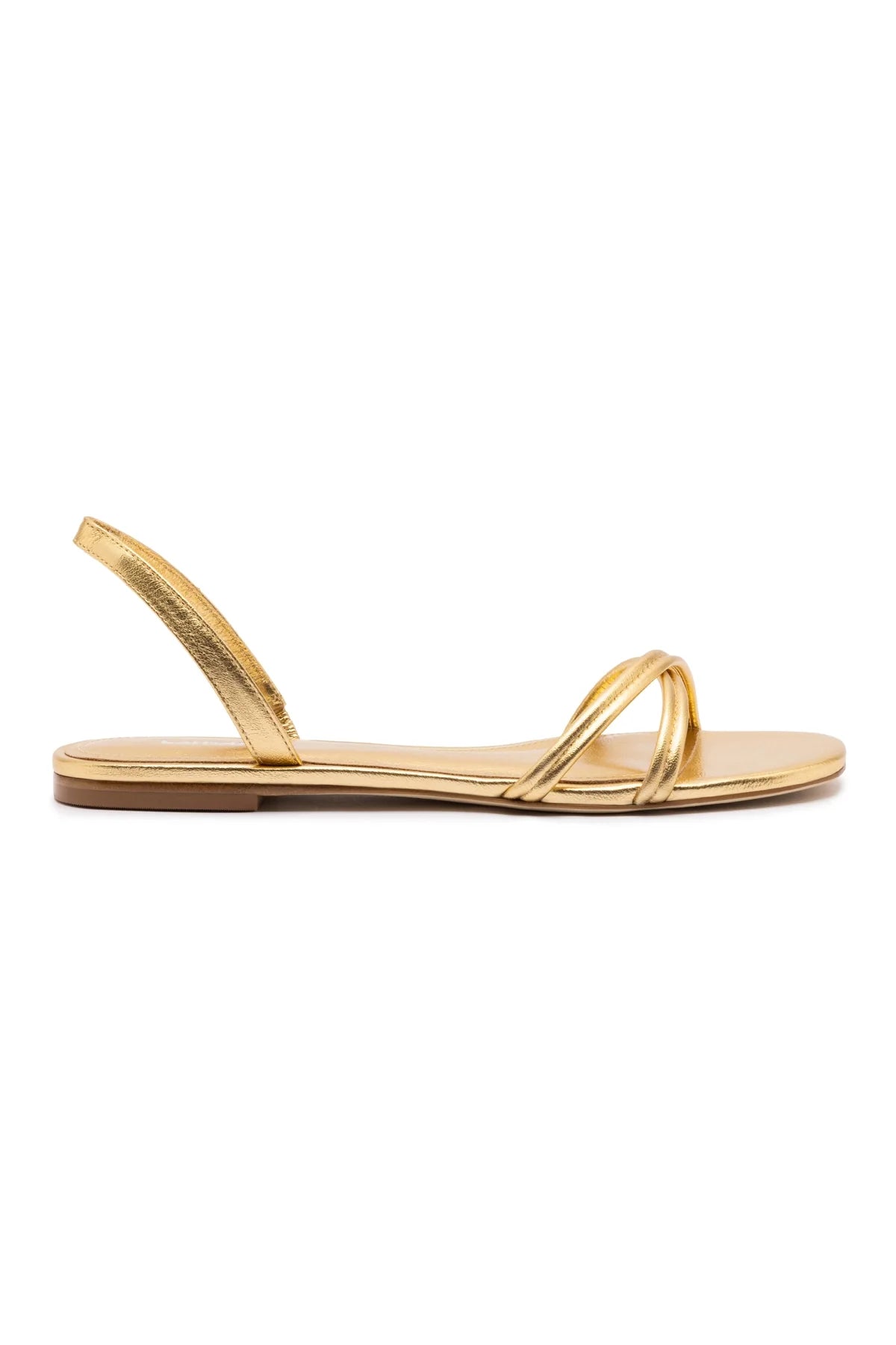Larroude Annie Flat In Gold Metallic Leather