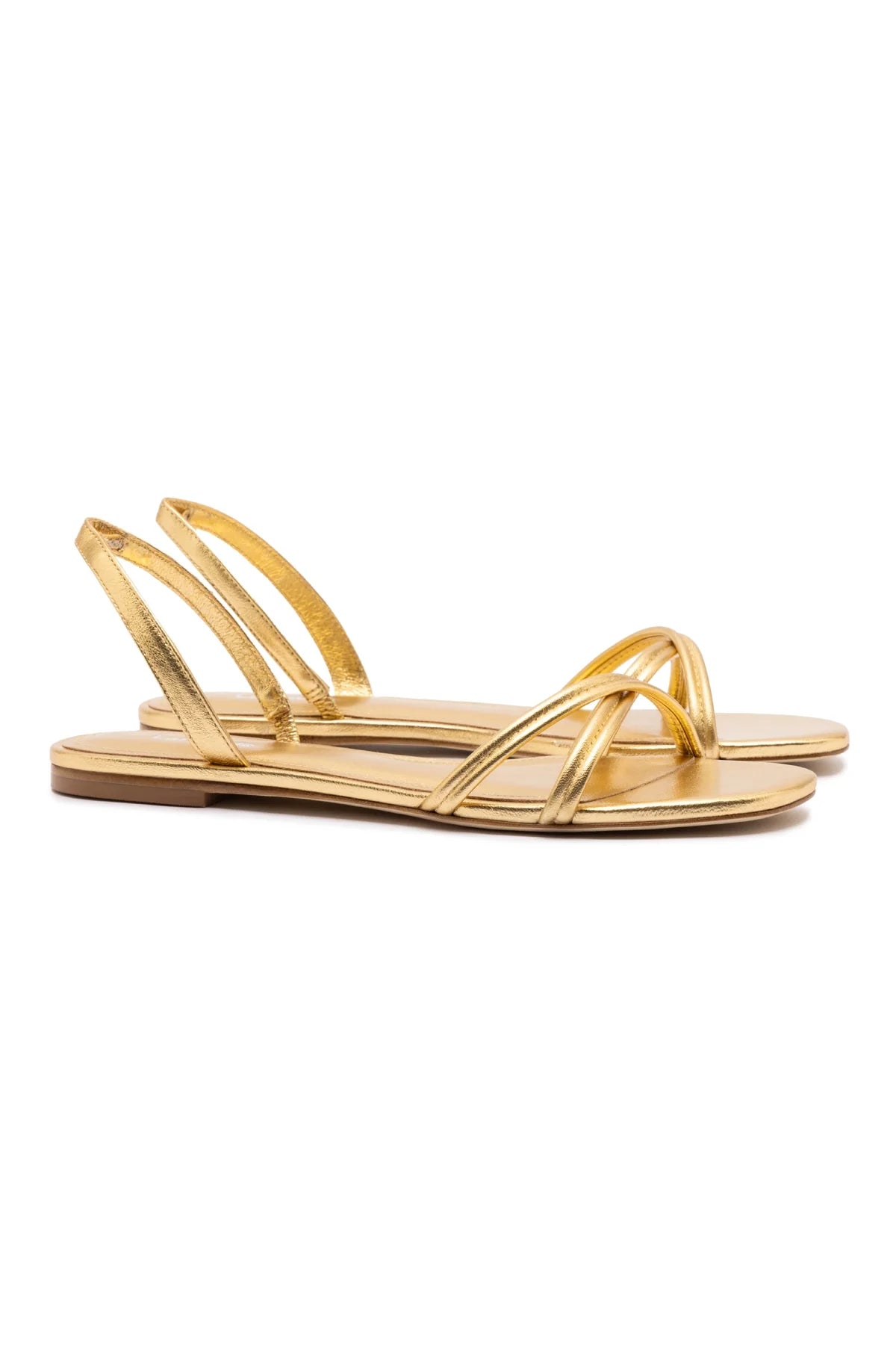 Larroude Annie Flat In Gold Metallic Leather