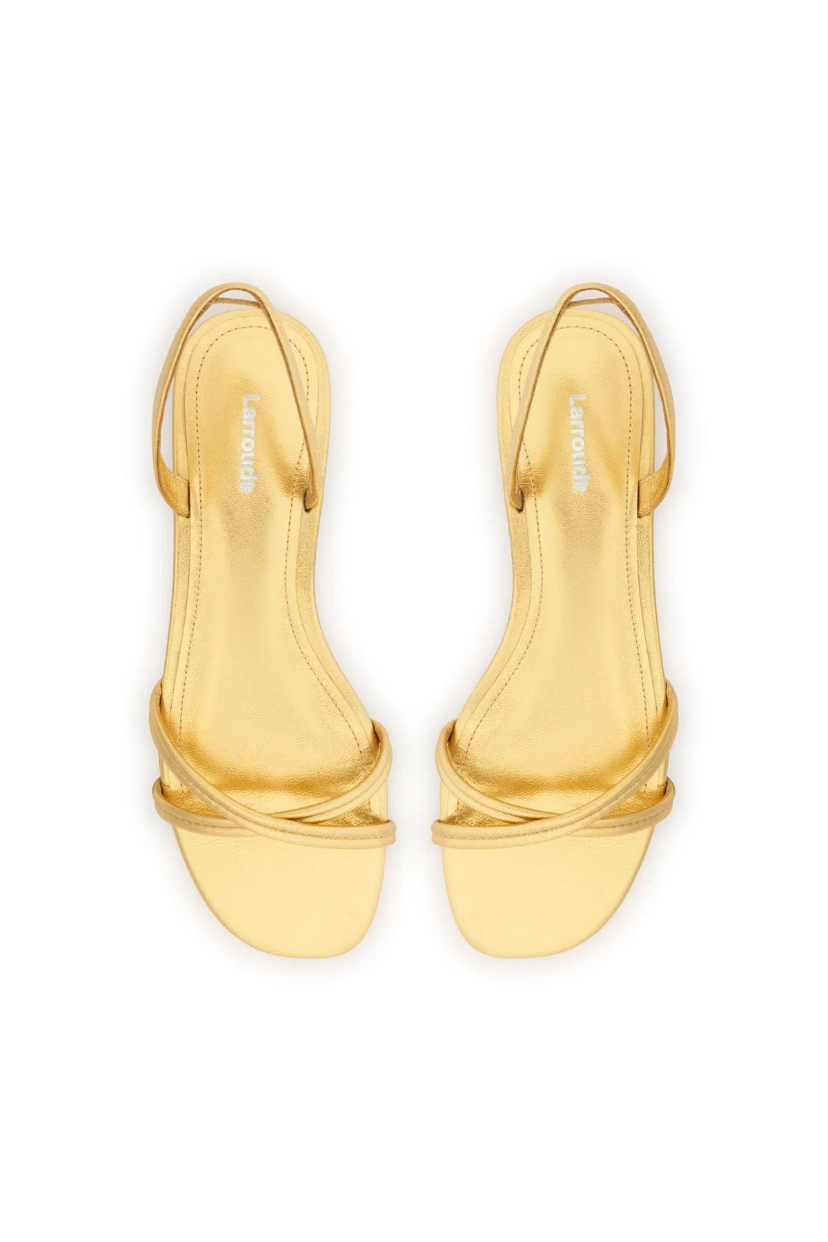 Larroude Annie Flat In Gold Metallic Leather