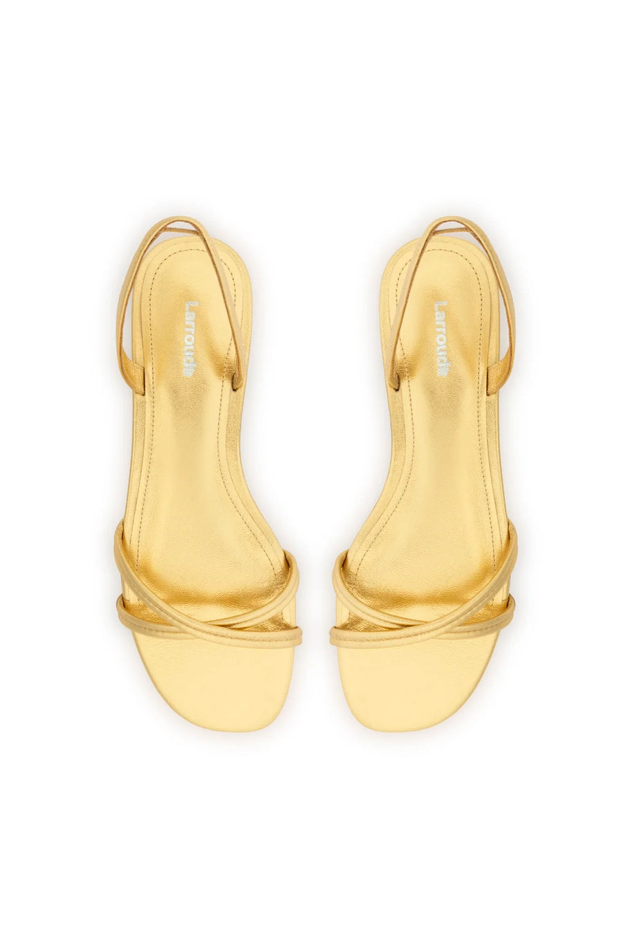 Larroude Annie Flat In Gold Metallic Leather