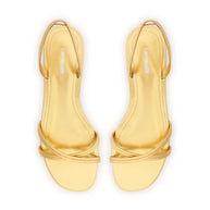 Larroude Annie Flat In Gold Metallic Leather