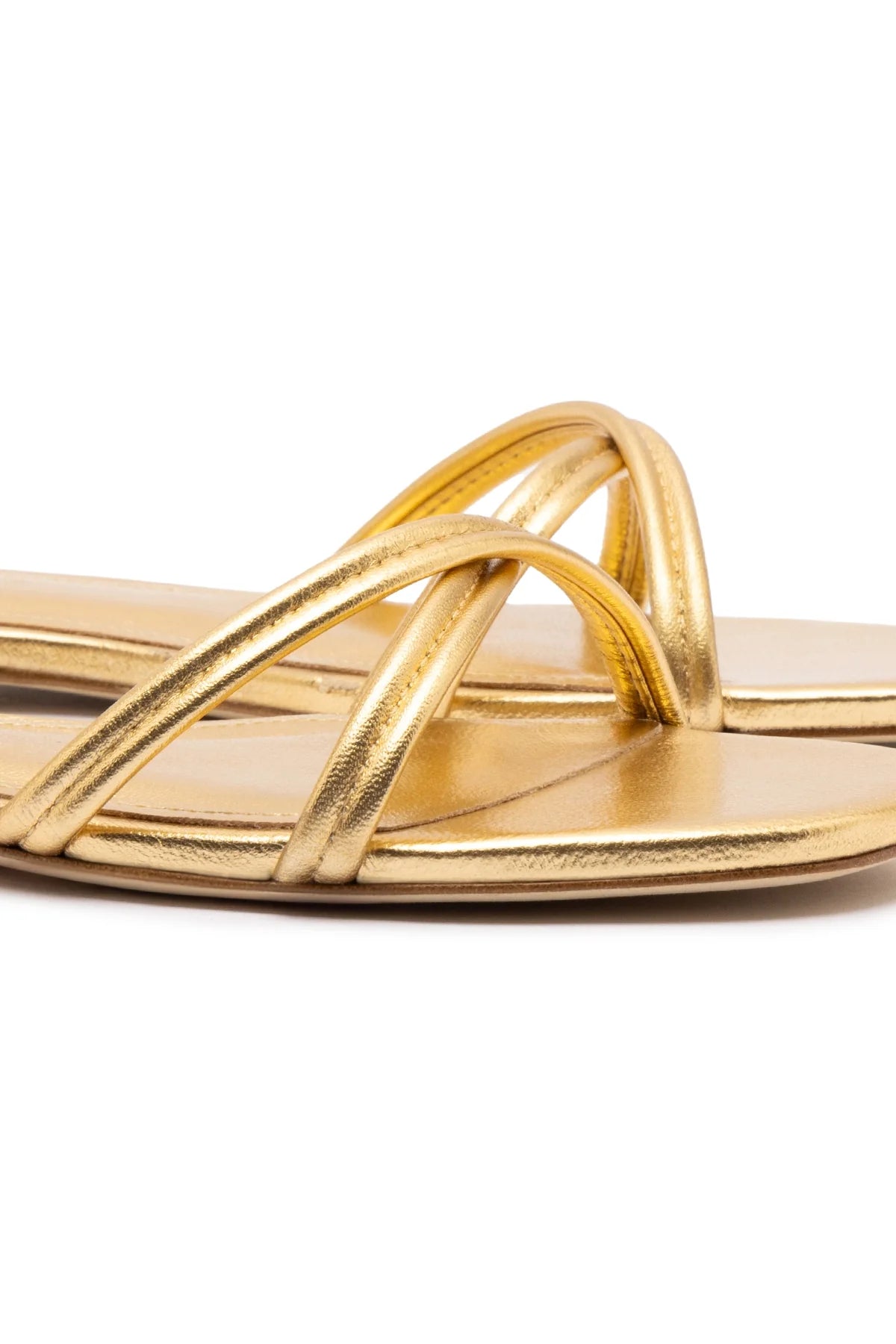 Larroude Annie Flat In Gold Metallic Leather