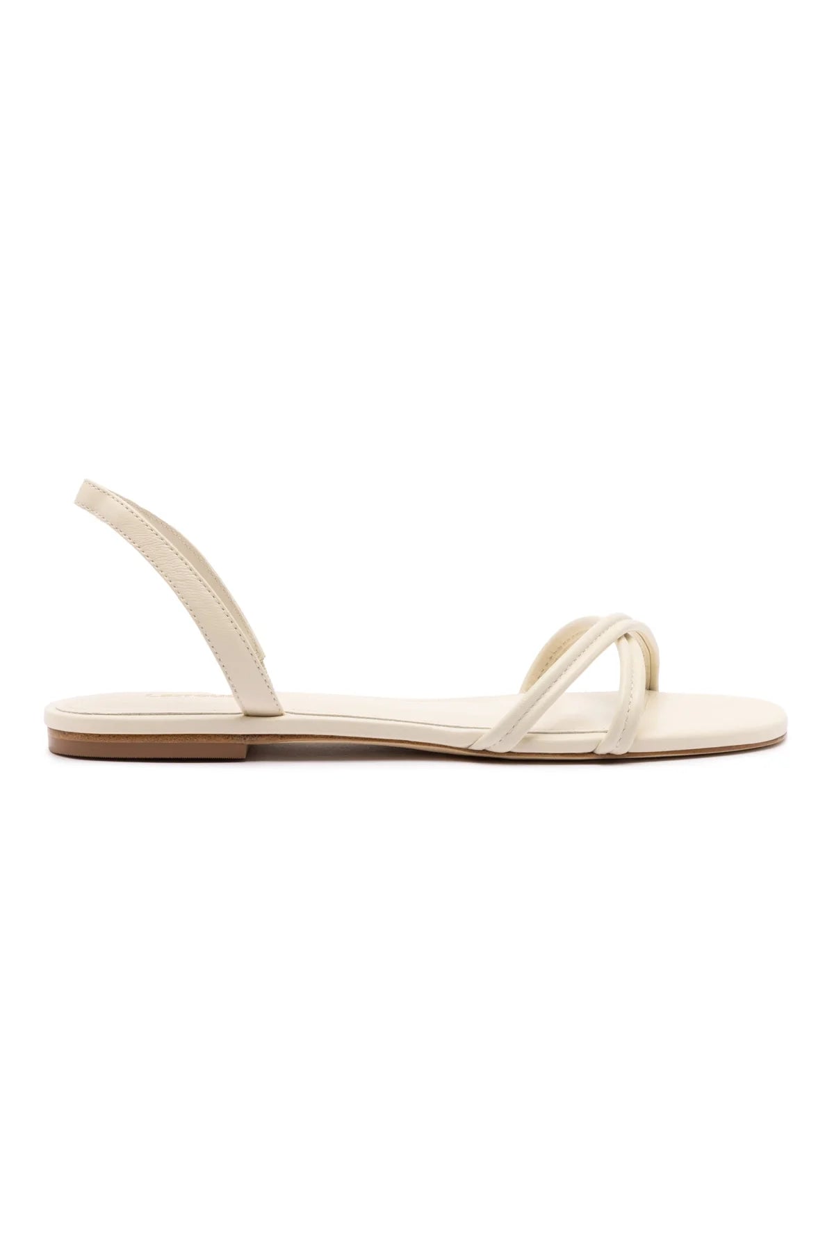 Larroude Annie Flat In Ivory Leather