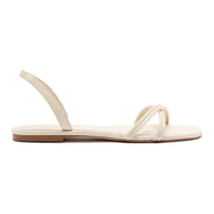 Larroude Annie Flat In Ivory Leather