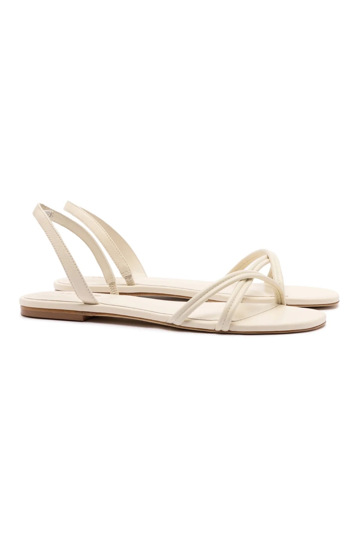 Larroude Annie Flat In Ivory Leather