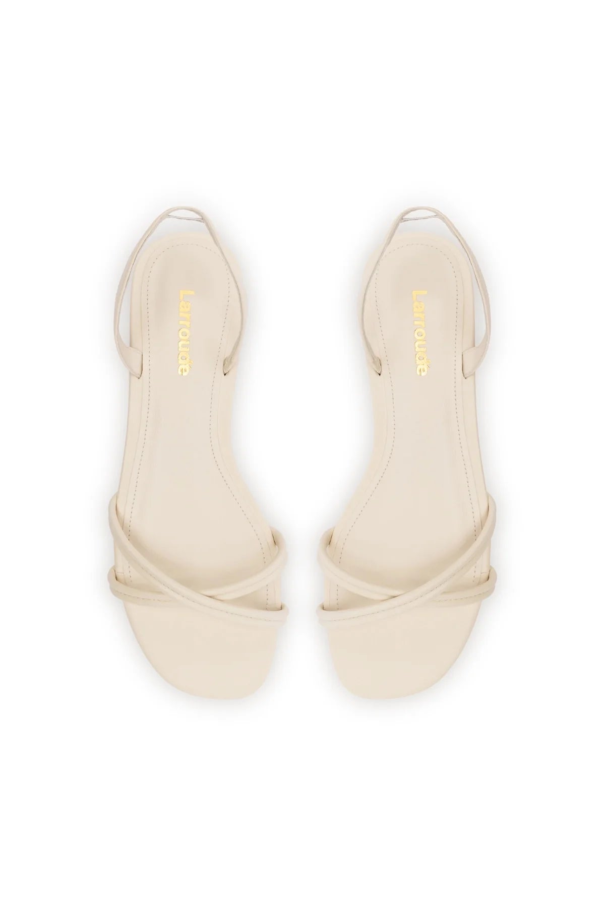 Larroude Annie Flat In Ivory Leather