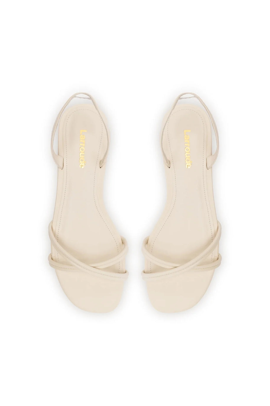 Larroude Annie Flat In Ivory Leather