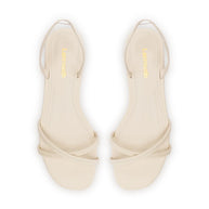 Larroude Annie Flat In Ivory Leather