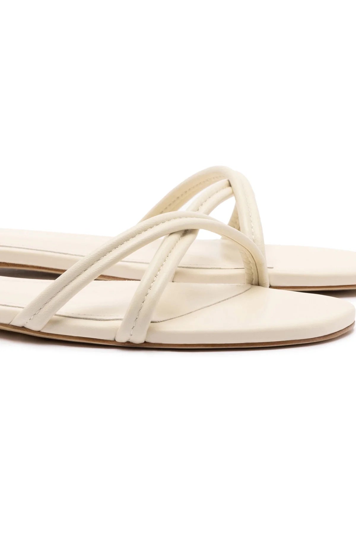 Larroude Annie Flat In Ivory Leather