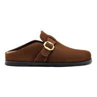 Larroude Milan Clog In Brown Suede