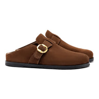 Larroude Milan Clog In Brown Suede