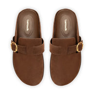Larroude Milan Clog In Brown Suede