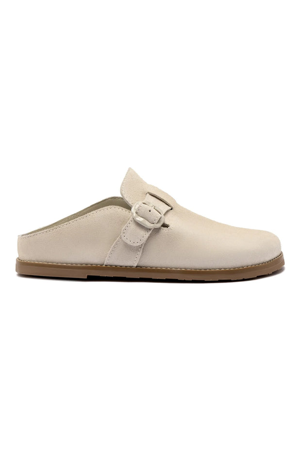 Larroude Milan Clog In Mushroom Grey Suede