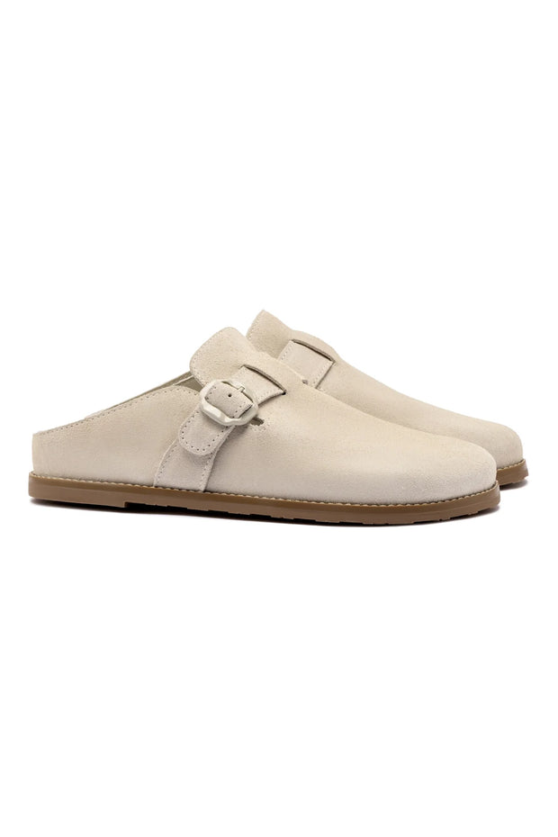 Larroude Milan Clog In Mushroom Grey Suede