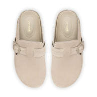 Larroude Milan Clog In Mushroom Grey Suede