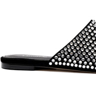 Larroude Venice Flat Mule Crystal In Black Suede