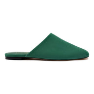 Larroude Venice Flat Mule And Pouch Kit In Emerald Suede