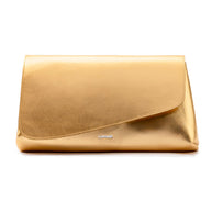 Larroude Venice Flat Mule and Pouch Kit In Gold Metallic Leather
