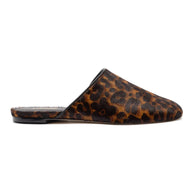 Larroude Venice Flat Mule In Leopard Print Calf Hair