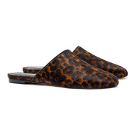 Larroude Venice Flat Mule In Leopard Print Calf Hair