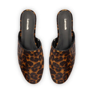 Larroude Venice Flat Mule In Leopard Print Calf Hair