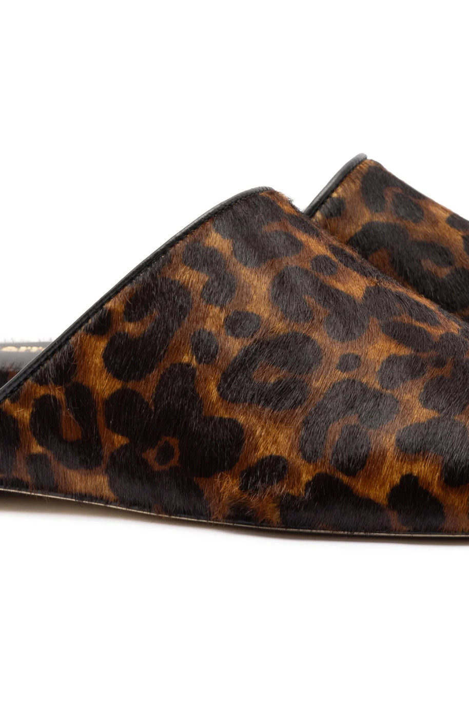 Larroude Venice Flat Mule In Leopard Print Calf Hair