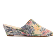Larroudé X Markarian Venice Wedge In Ash Blue Floral Demetra