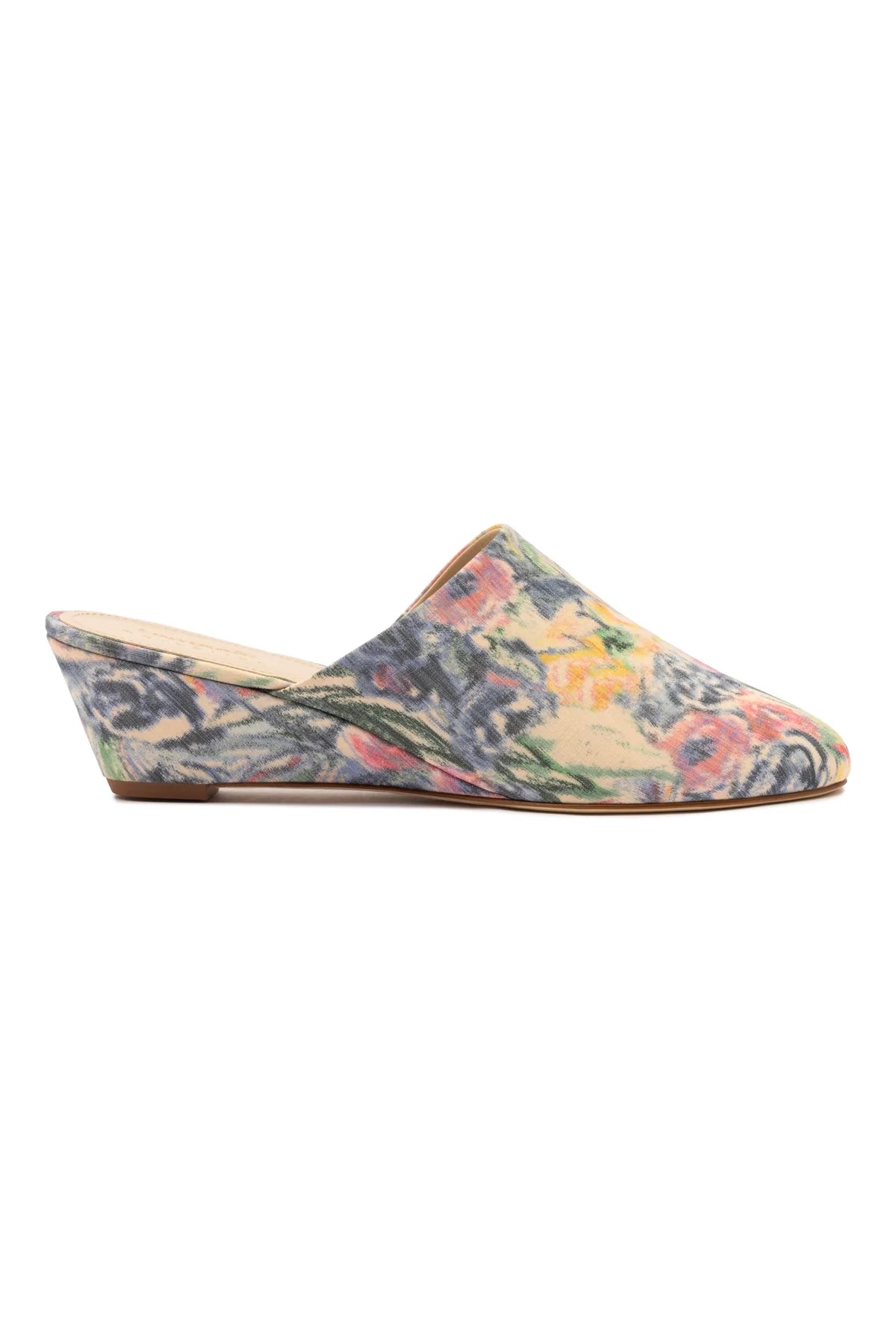 Larroudé X Markarian Venice Wedge In Ash Blue Floral Demetra